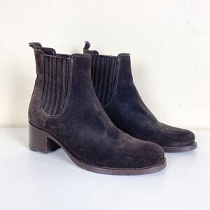 La Canadienne Ankle Boots Chelseas Dark Brown Suede Leather Bootie Womens 6.5